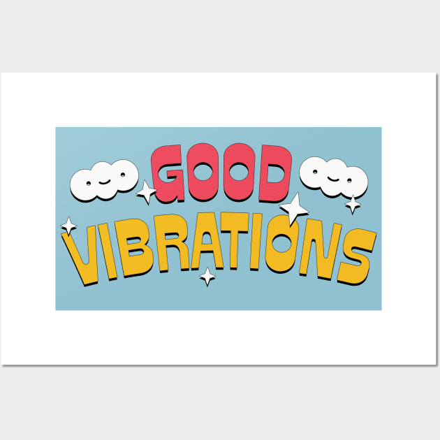 * Good Vibes * Retro Style Typography Design Wall Art by DankFutura